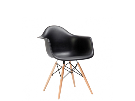Sillon Eames negro pata madera